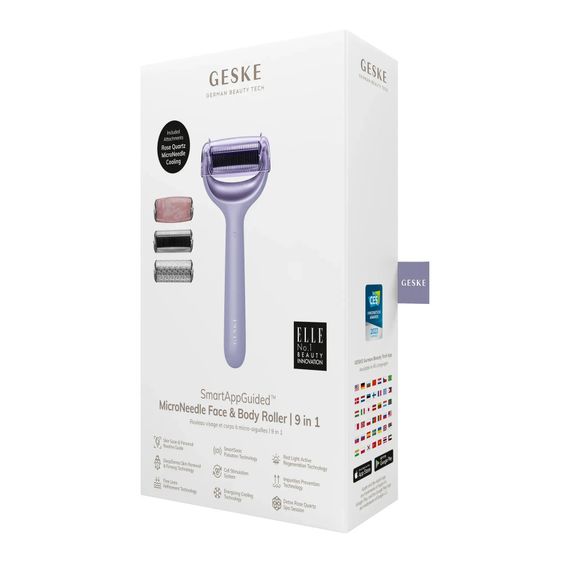 Ролик для голкової мезотерапії обличчя та тіла GESKE MicroNeedle Face&Body Roller 9в1 turquoise, Фіолетовий | Зображення 7