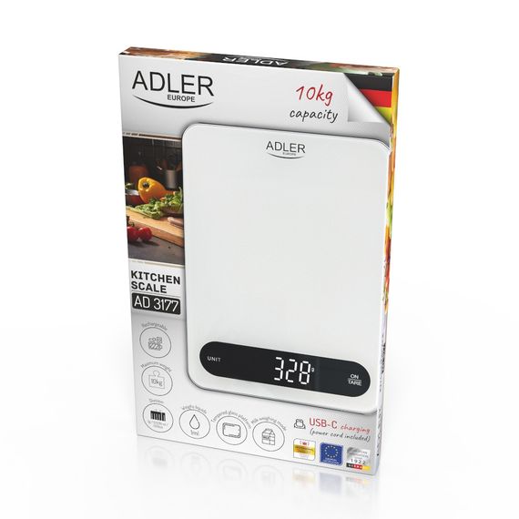 Кухонні ваги Adler AD 3177 WB до 10 кг, точність 1 г, USB-C, електронні | Зображення 9