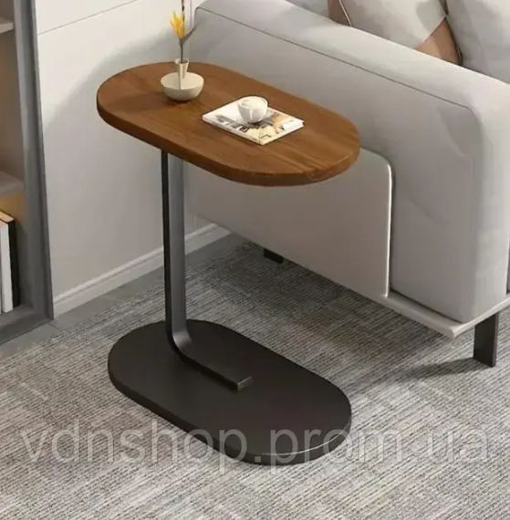 Приліжковий столик Stenson з дерев'яною стільницею та металевою основою 28×45×60 см