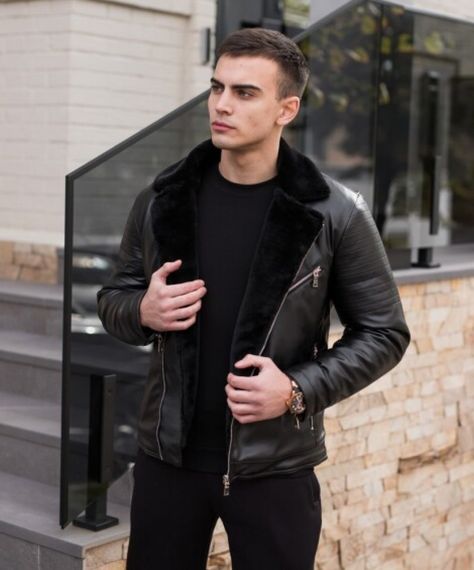 Зимова шкіряна куртка Black | Зображення 1