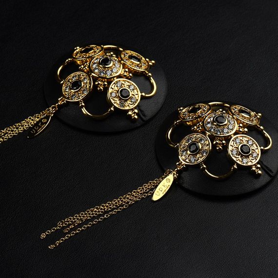 Пестиси з гірським кришталем та цирконієм UPKO Luxury Baroque з італійської шкіри, чорного кольору. | Зображення 4