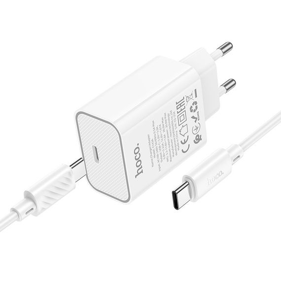 СЗУ Hoco C143A Benefit PD20W (1USB-C) + кабель Type-C to Type-C White | Зображення 2