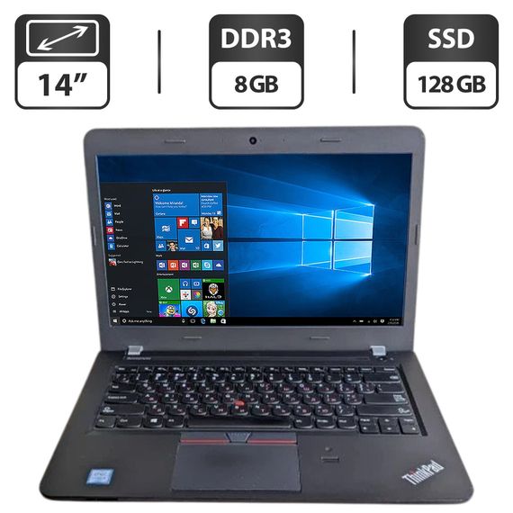 Ноутбук Б-клас Lenovo ThinkPad E460 / 14" (1366x768) TN / Intel Core i5-6200U (2 (4) ядра по 2.3 - 2.8 GHz) / 8 GB DDR3 / 128 GB SSD / Intel HD Graphics 520 / WebCam б/в