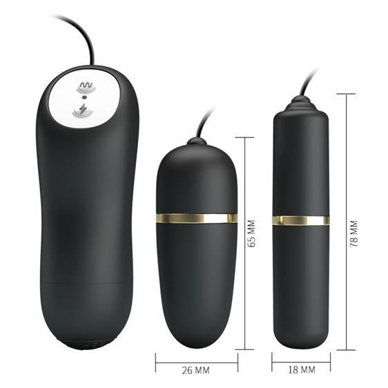 Віброяйце з вібропулею - Pretty Love Electric Stimulation Double Vibro-Bullets Black Sex Aura | Зображення 1