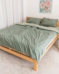 Постільна білизна двоспальне Dushka Home Варена бавовна 21078 180х215 см фісташкова з оливковою