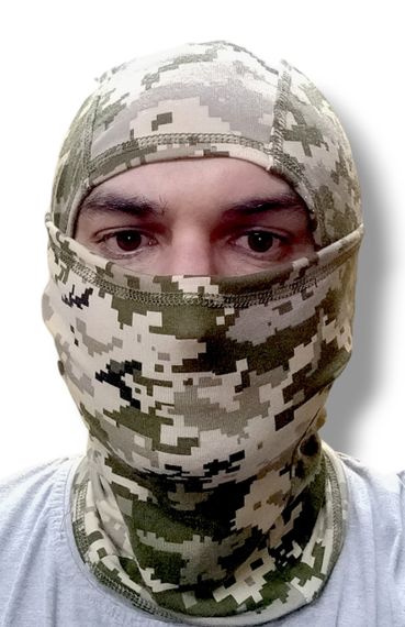 Балаклава мужская тактическая подшлемник  пиксель трикотаж летняя Tactical Balaclava | Зображення 2