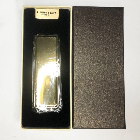 Запальничка USB в подарунковій упаковці з двома спіралями розжарювання. Колір: золотий | Зображення 2