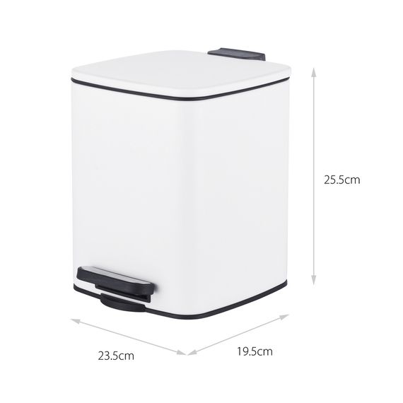 Відро для сміття з плавним закриттям квадратне ZERIX KUBIX-TC0106 WHITE 6 л (колір білий) (ZX6109) | Зображення 7