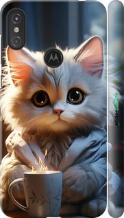 Чохол на Motorola One Power Білий кіт "5646m-1588-2448"