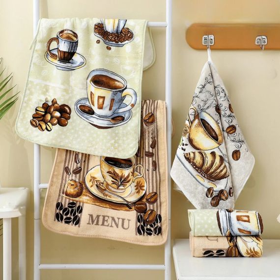 Набір кухонних рушників 3 шт 40x60 см Кава 1 HomeBrand | Зображення 1
