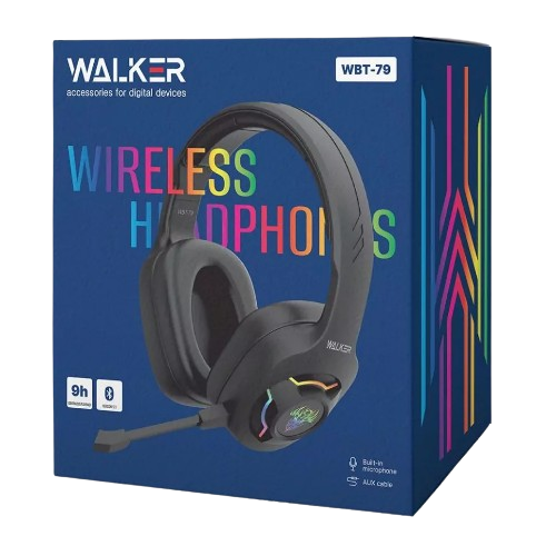 Навушники ігрові бездротові WALKER WBT-79 RGB Big з мікрофоном чорний | Зображення 1