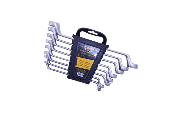 Набор ключей накидных двусторонних CrV 6x7, 8x9, 10x11, 12x13, 14x15, 16x17, 18х19, 20х22мм (8шт) СИЛА | Зображення 1