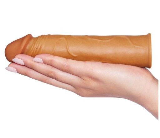 Насадка на член - Pleasure X-Tender Penis Sleeve Add 1" Brown sexstyle | Зображення 1