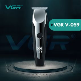 Машинка для стрижки волос VGR V-059, Профессиональная беспроводная машинка с LED-дисплеем, триммер, 6 насадок