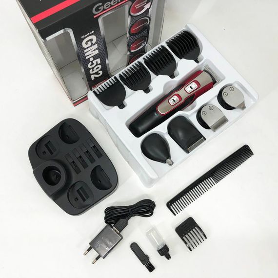 Машинка для стрижки 10в1 GEMEI GM-592, окантовочная машинка, подстригательная машинка. DA-226 Цвет: красный