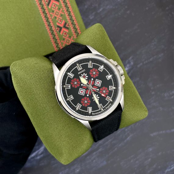 Патріотичний наручний годинник Awarder Embroidery Silver-Red Black Battery 10ATM | Зображення 3