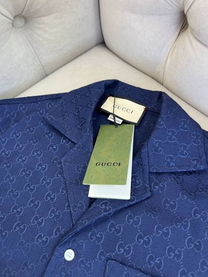 Комплект Gucci Printed Blue синій (сорочка та шорти) sp128 | Зображення 7
