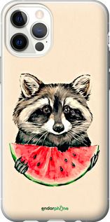 Чохол на iPhone 12 Єнотик з кавуном "4605u-2053-2448"
