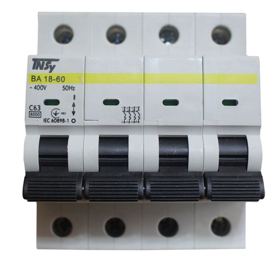Автоматичний вимикач ВА18-60 4Р 63А 6кА х-ка C Ny95504766 | Зображення 1