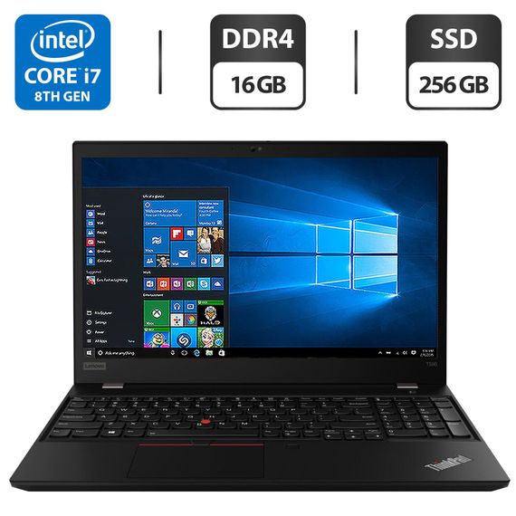 Ультрабук Б-класс Lenovo ThinkPad T590 / 15.6" (1920x1080) IPS / Intel Core i7-8550U (4 (8) ядра по 1.8 - 4.0 GHz) / 16 GB DDR4 / 256 GB SSD / Intel UHD Graphics 620 / WebCam б/у