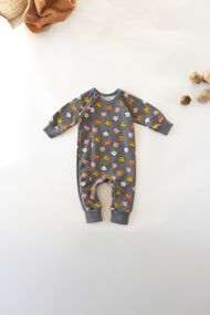 Ромпер для малюка на блискавці двонитка з начосом, принт Мордочки 86