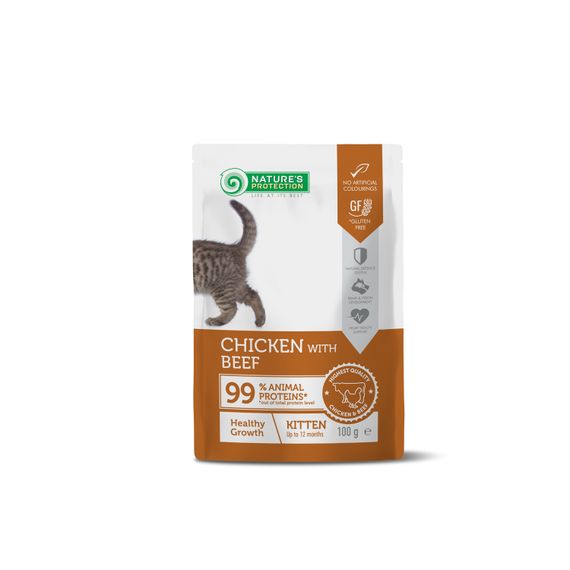 Корм Nature's Protection Healthy Growth, Chicken with Beef вологий з куркою та яловичиною для кошенят 100 гр