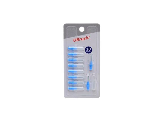 Браш інтердентальний Ubrush! 0,5мм, 10шт., до ел. щітки для міжзубних проміжків Ubrush, блакитний