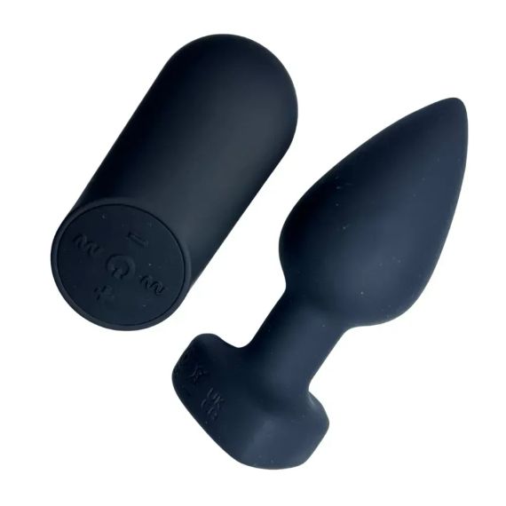 Анальна вібропробка з пультом Passion Play з червоним каменем у формі серця, 28 режимів, чорна sexstyle