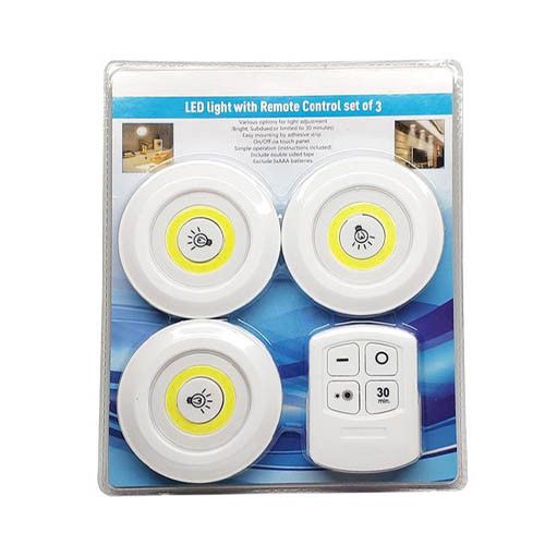 3x LED светильник ночник автономный, с пультом ДУ, белый | Зображення 1