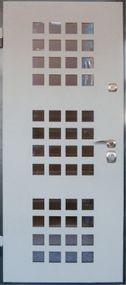 Входная дверь Теплосталь ТС18 Стеклопакет (Нст11 RAL7040) (Н7 дуб серый) (Р6) (86 * 205Л)