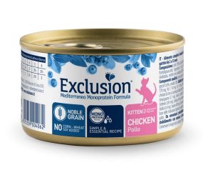 Консервований корм Exclusion Kitten Chicken з куркою для кошенят всіх порід, 85 г