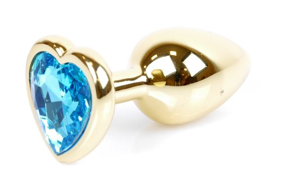 Анальний затор Boss Series - Jewellery Gold Heart PLUG Light Blue S, BS6400040 sexstyle | Зображення 1