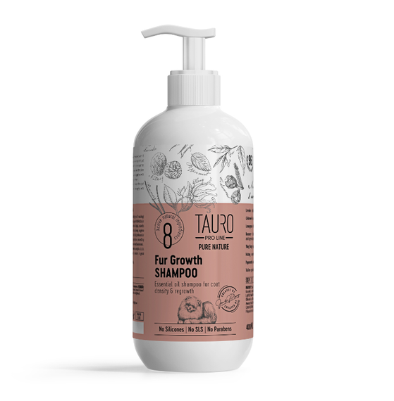 Шампунь для стимуляції росту шерсті собак та котів Tauro Pro Line Pure Nature Fur Growth, 400 ml