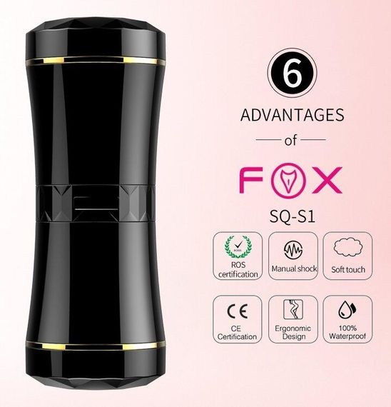 Мастурбатор із двома входами FOX Masturbation Cup - Double Ends black, BS6300035 Sex Aura | Зображення 5