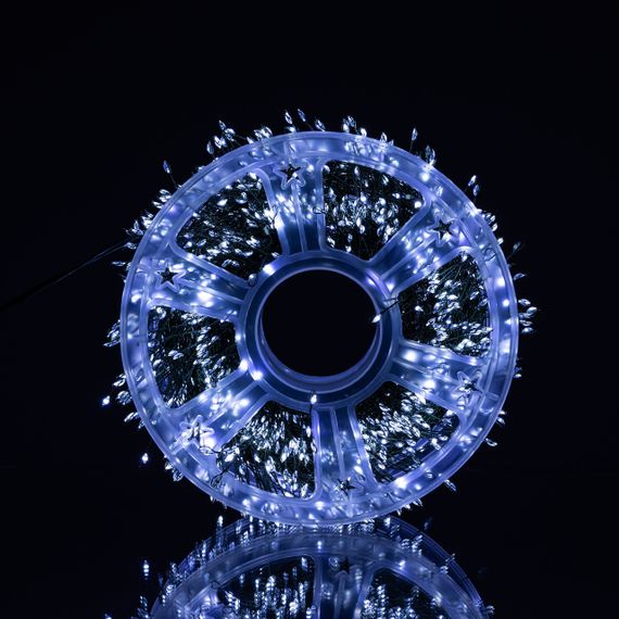 Новорічна гірлянда кімнатна «Роса» Хвойна лапа 100 м, 3000 LED, біле сяйво, зелений провід | Зображення 2