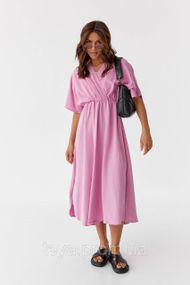 Женское платье миди с верхом на запах цвет розовый FL_000178