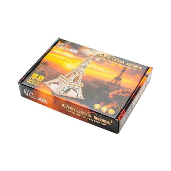 Дерев'яний 3D конструктор "Ейфелева вежа" Puz-00925, 58 деталей | Зображення 4