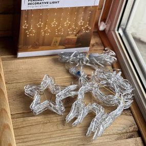 Гірлянда штора зірки та олені 10шт USB Мультиколор