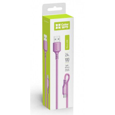 Дата кабель USB 2.0 AM to Micro 5P 1.0m soft silicone violet ColorWay (CW-CBUM044-PU) | Зображення 1