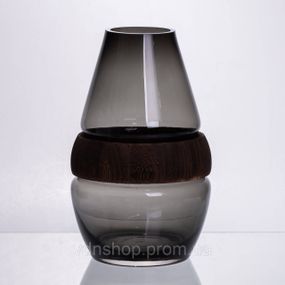 Стеклянная ваза с деревом круглая прозрачная HP-32-6