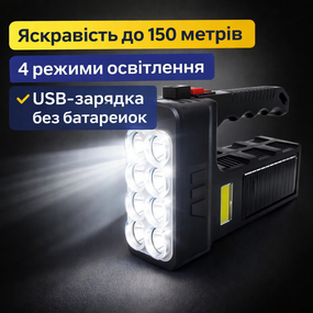Аккумуляторный ручной светодиодный фонарик HX-8W с COB-подсветкой, USB зарядкой и несколькими режимами свечения
