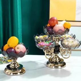 Піднос для фруктів та солодощів (5 тарілок) Fruit tray 1302-5 Темне скло