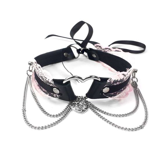 Сексуальний чокер Art of Sex - Karen з натуральної шкіри, Чорно-рожевий | Зображення 2