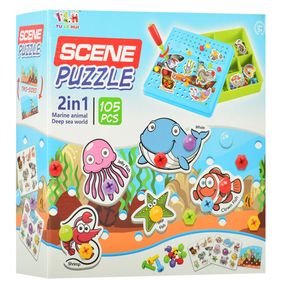 Детская развивающая мозаика на шурупах с отверткой TLH-0, 105 деталей Морские животные