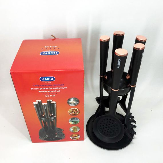 Набір кухонного приладдя MAGIO MG-1140, набір поварешок на підставці кухонний набір лопаток | Зображення 8