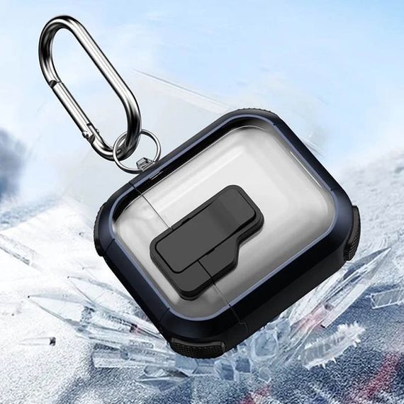 Футляр противоударный Locking Button для наушников Airpods 1/2 Blue | Зображення 3