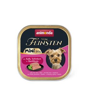 Корм вологий Animonda Vom Feinsten Mini для дорослих собак малих порід з телятиною, шинкою + базилік 100 г