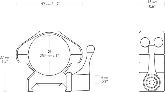 Кільця швидкознімні Hawke Precision Steel. d - 25.4 мм Low. Weaver/Picatinny | Зображення 1