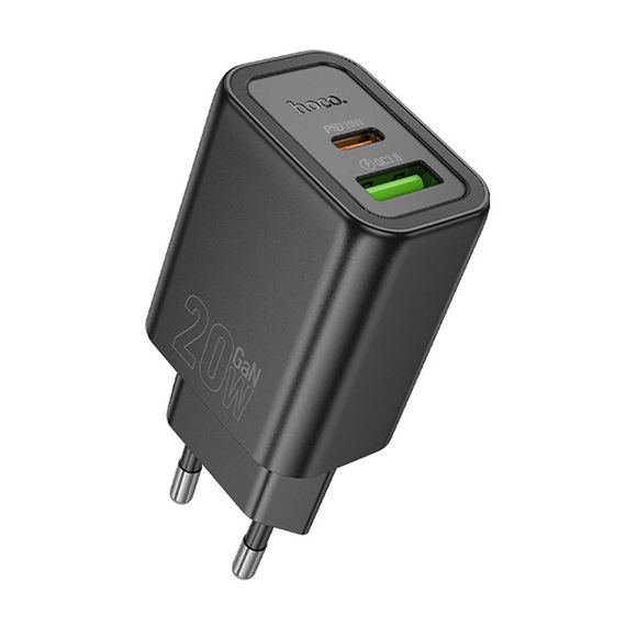 МЗП Hoco N61 Gentle PD20W+QC3.0 (1USB-A/1C) + кабель Type-C to Type-C Black | Зображення 3