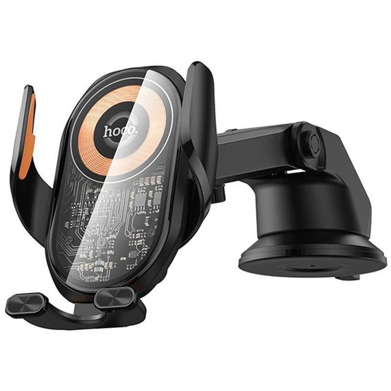 Автотримач з БЗП Hoco HW34 Blue whale 3-axis linkage wireless 15W (center console) Black | Зображення 5
